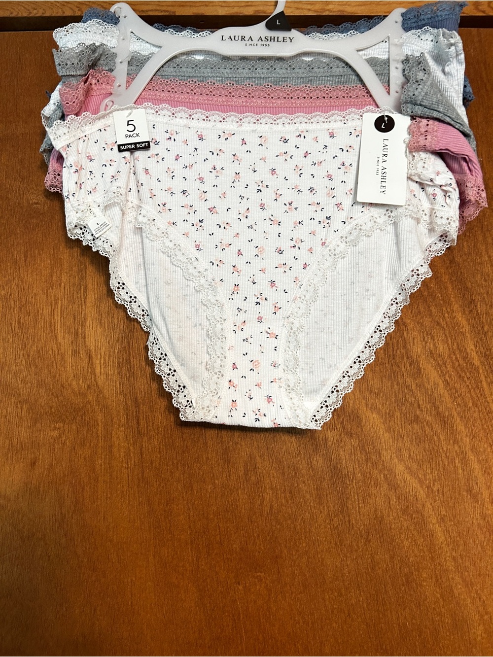 5 Pack LAURA ASHLEY Super Soft Bikini Panties sz L Set Bundle Lot